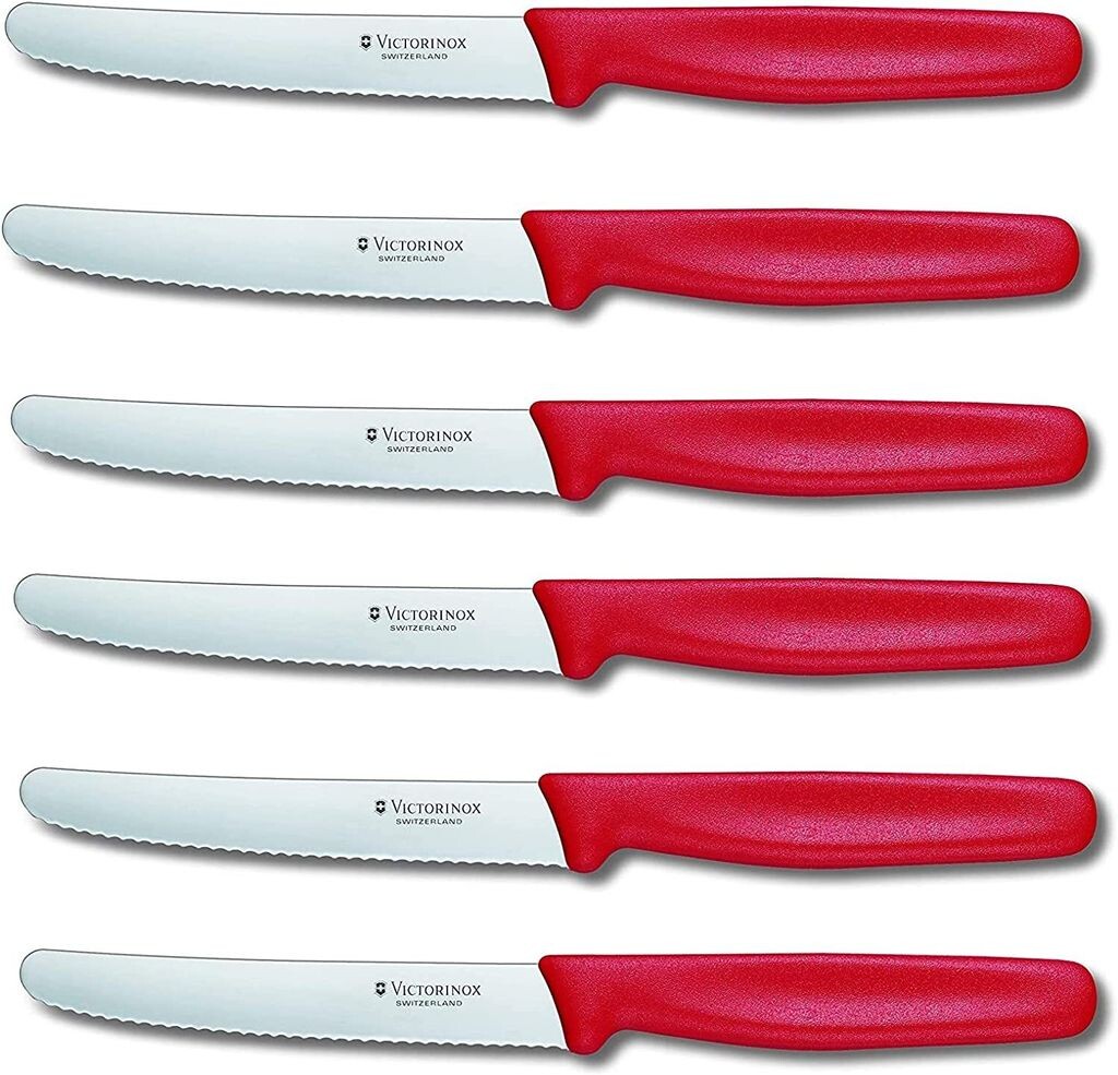 Набор столовых ножей Victorinox из 6 предметов, стандартный, с зубчатым краем, красный Victorinox Swiss Army
Набор столовых ножей Victorinox из 6 предметов, стандартный, с зубчатым краем, красный Victorinox Swiss Army