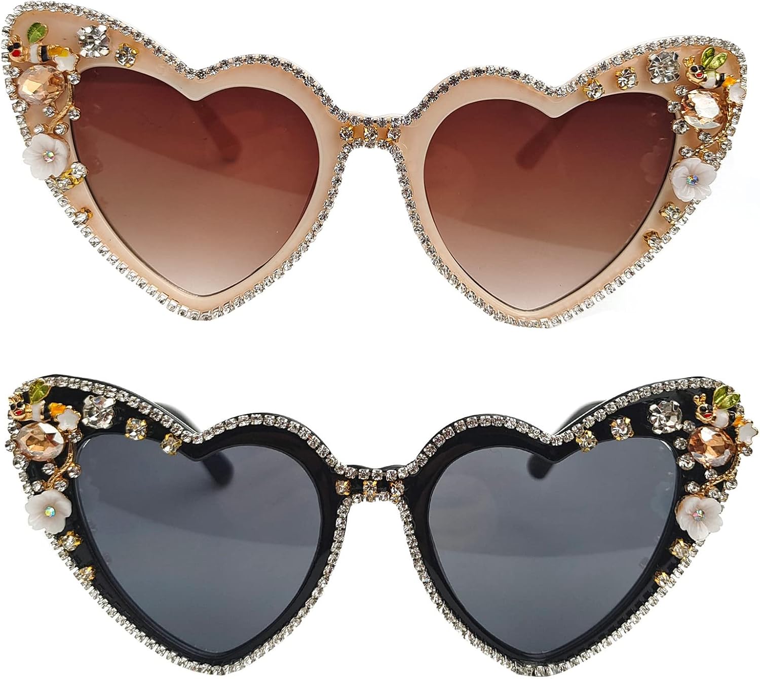 Willochra Fashion Heart Женские солнцезащитные очки со стразами, блестящие солнцезащитные очки в форме сердца, женские солнцезащитные очки с бриллиантами для вечеринки, розовые очки, 2pcs-black&brown
Willochra Fashion Heart Женские солнцезащитные очки со стразами, блестящие солнцезащитные очки в форме сердца, женские солнцезащитные очки с бриллиантами для вечеринки, розовые очки, 2pcs-black&brown