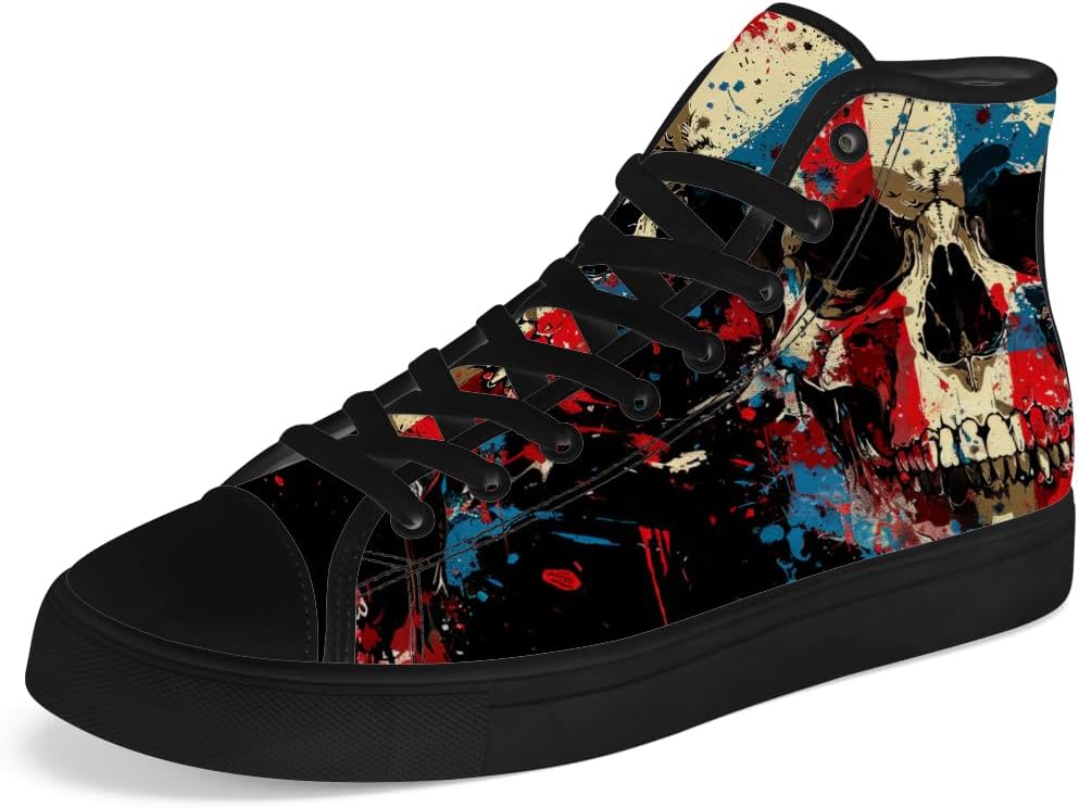 Кеды Chebing Skull с высоким верхом для мужчин и женщин, с американским флагом, высокие холщовые туфли на шнуровке, повседневная обувь, подарок для папы и мамы, синий
Кеды Chebing Skull с высоким верхом для мужчин и женщин, с американским флагом, высокие холщовые туфли на шнуровке, повседневная обувь, подарок для папы и мамы, синий