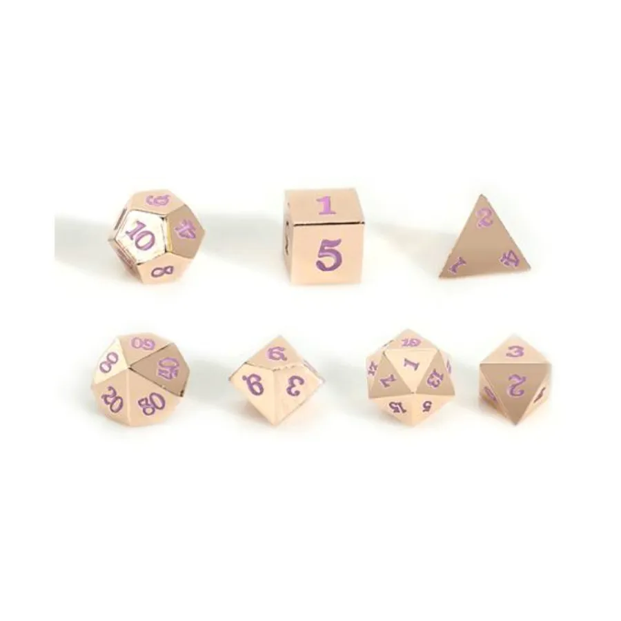Металл розового золота с фиолетовым — стандартный корпус (7), Dice - Metal 7 Piece Poly Sets (Easy Roller Dice)
Металл розового золота с фиолетовым — стандартный корпус (7), Dice - Metal 7 Piece Poly Sets (Easy Roller Dice)