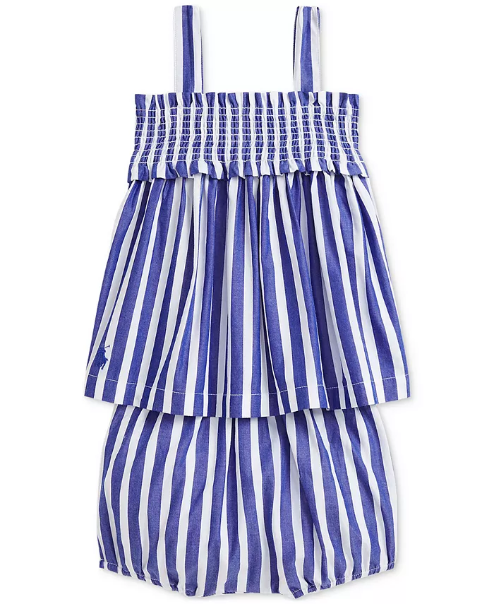 Комплект из топа и блумеров для девочек из полосатого хлопкового поплина Polo Ralph Lauren, синий
Комплект из топа и блумеров для девочек из полосатого хлопкового поплина Polo Ralph Lauren, синий