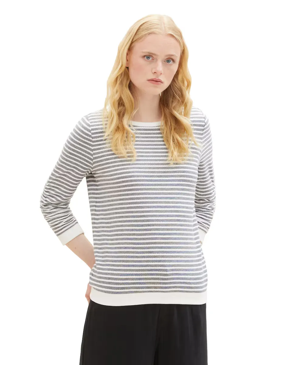 Женская полосатая толстовка с французскими рукавами Tom Tailor, серый
Женская полосатая толстовка с французскими рукавами Tom Tailor, серый