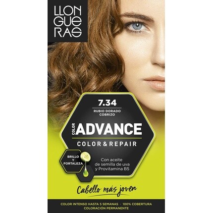 Стойкая краска для волос Llong Color Advance 7.34 Золотисто-медный блондин 210G, Llongueras
Стойкая краска для волос Llong Color Advance 7.34 Золотисто-медный блондин 210G, Llongueras