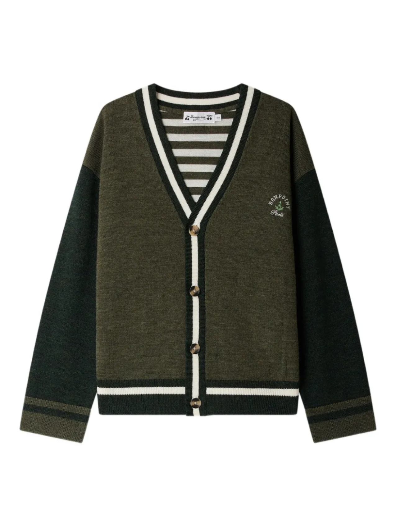 Шерстяной кардиган Bonpoint Julian с полосатыми вставками, зеленый
Шерстяной кардиган Bonpoint Julian с полосатыми вставками, зеленый