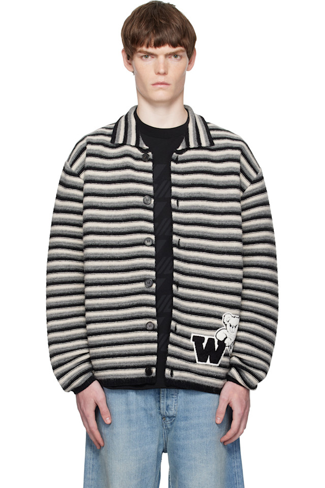 Кардиган с вышитой черной полосой We11Done, черный
Кардиган с вышитой черной полосой We11Done, черный