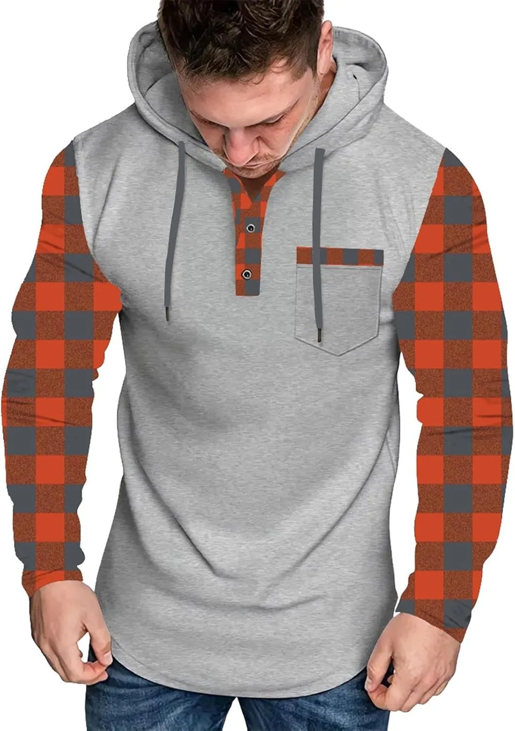 Мужской модный худи Slim Fit с длинным рукавом и клетчатым принтом OTSANT
Мужской модный худи Slim Fit с длинным рукавом и клетчатым принтом OTSANT