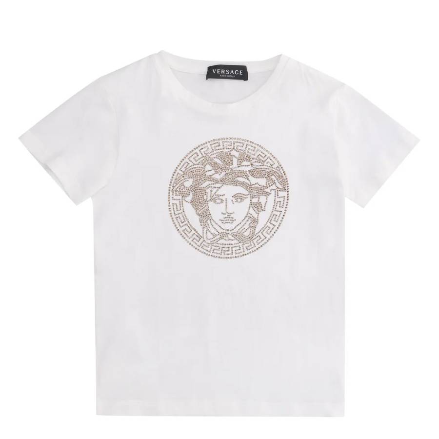 Молодежная футболка Versace Kids Medusa с коротким рукавом, украшенная кристаллами Young Versace, белый
Молодежная футболка Versace Kids Medusa с коротким рукавом, украшенная кристаллами Young Versace, белый