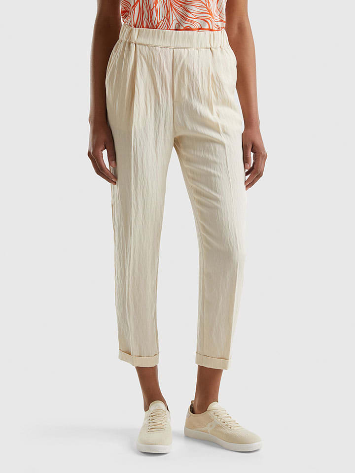 Тканевые брюки Benetton, бежевый 
Тканевые брюки Benetton, бежевый