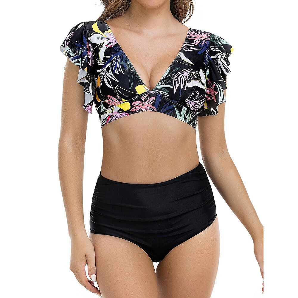 Женские купальники с рюшами и рукавами, цветочный купальный костюм, купальник с низом, комплект бикини из 2 предметов MISSKY, цвет Black Lily
Женские купальники с рюшами и рукавами, цветочный купальный костюм, купальник с низом, комплект бикини из 2 предметов MISSKY, цвет Black Lily