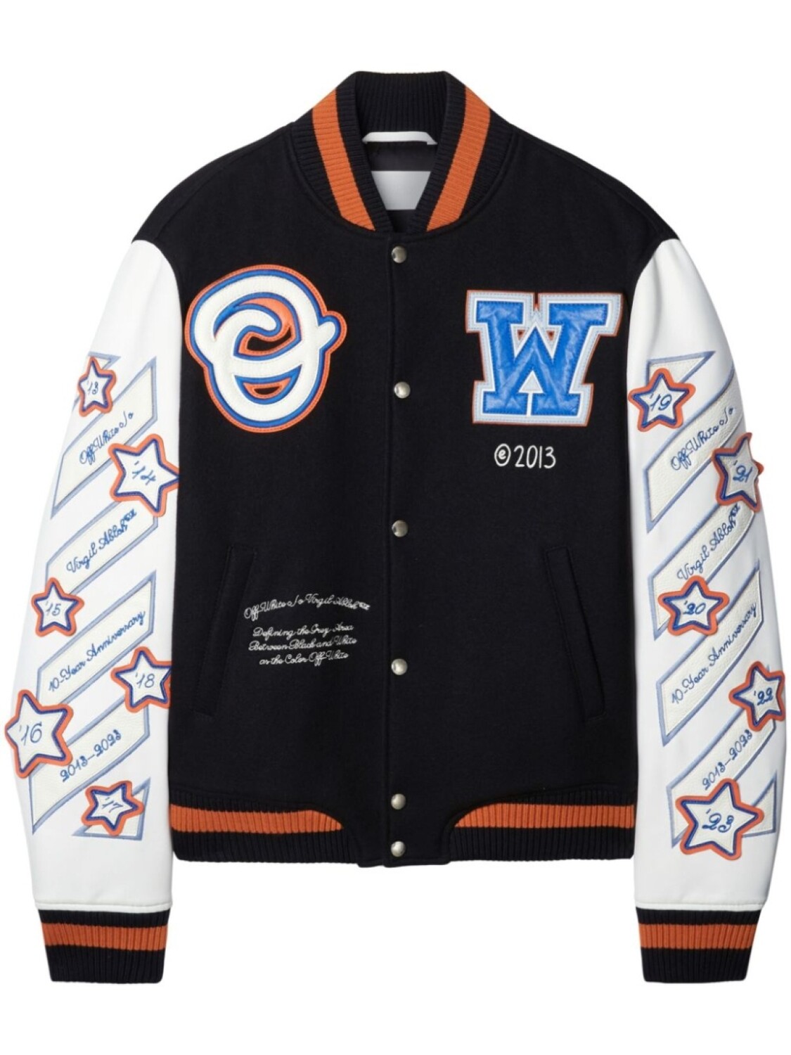 Off-White бомбер в технике пэчворк, черный
Off-White бомбер в технике пэчворк, черный