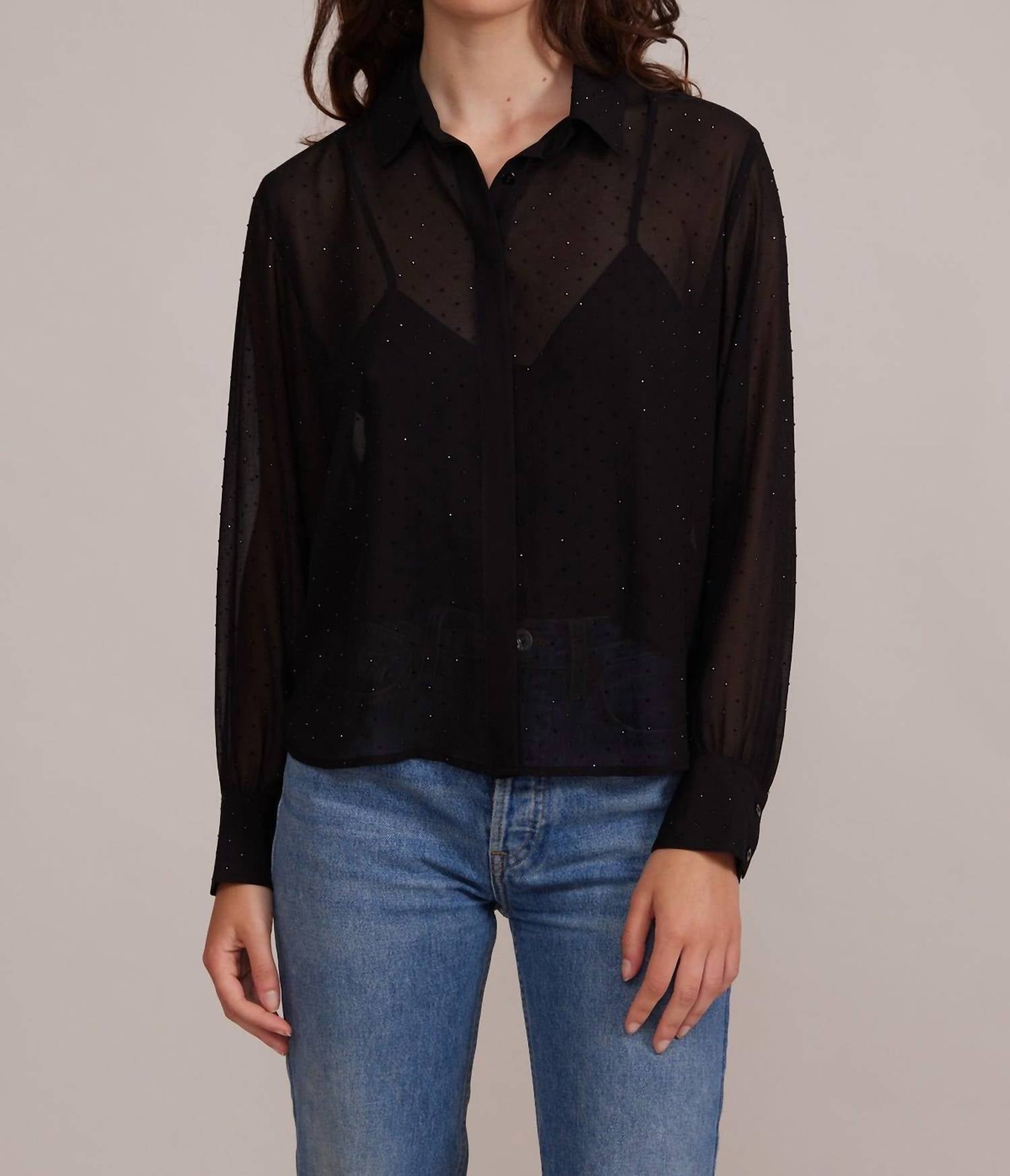 Топ Rana со стразами на пуговицах, черный LUCY PARIS
Топ Rana со стразами на пуговицах, черный LUCY PARIS