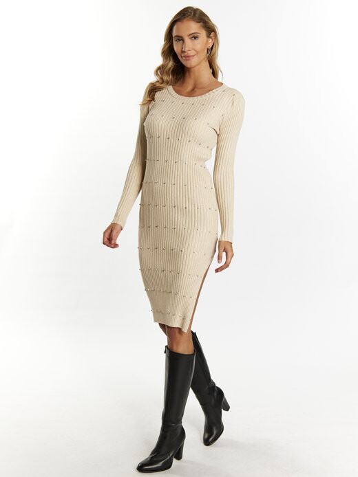 Платье в рубчик со стразами Faina, бежевый
Платье в рубчик со стразами Faina, бежевый