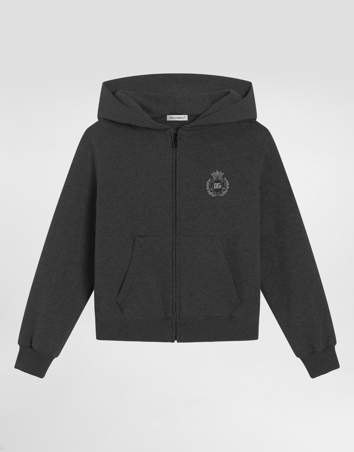 Хлопковое худи с капюшоном и ареліковым шевроном DG Dolce&Gabbana, серый
Хлопковое худи с капюшоном и ареліковым шевроном DG Dolce&Gabbana, серый