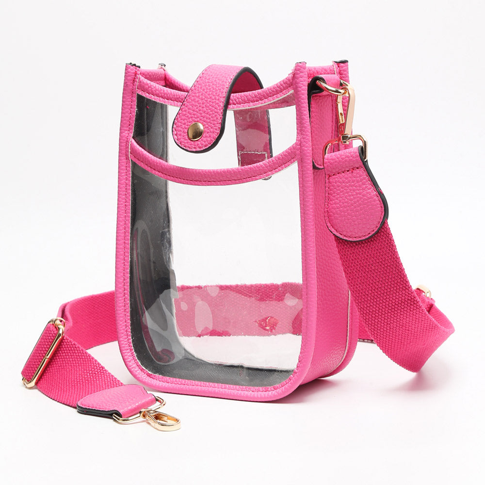 Сумка через плечо из цельной искусственной кожи с прозрачным ремешком FASHNZFAB, фуксия 
Сумка через плечо из цельной искусственной кожи с прозрачным ремешком FASHNZFAB, фуксия