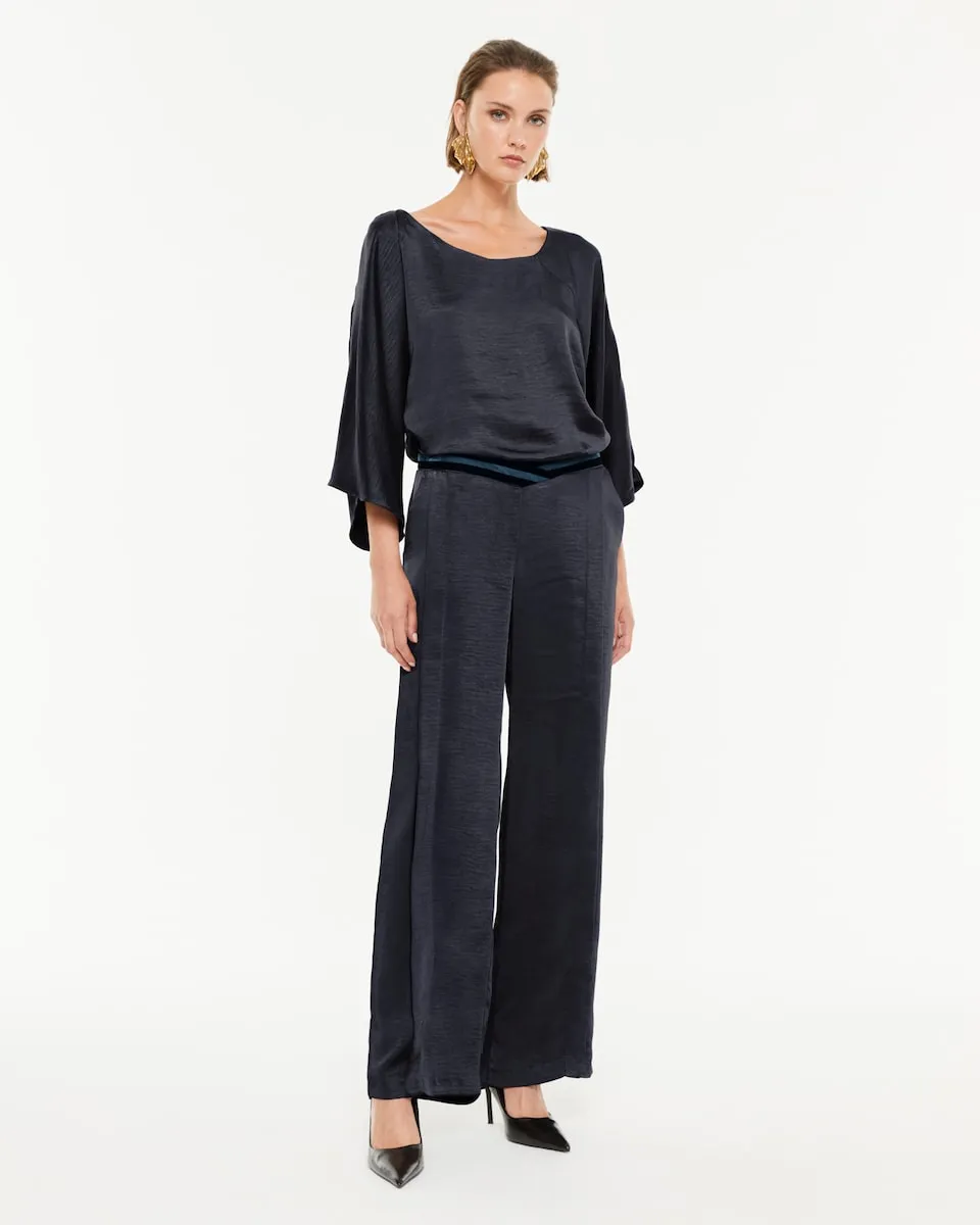 Женские атласные брюки свободного кроя Paz Torras, темно-синий
Женские атласные брюки свободного кроя Paz Torras, темно-синий