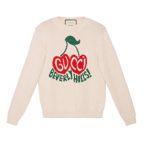 Свитер cherry intarsia wool ivory Gucci, белый
Свитер cherry intarsia wool ivory Gucci, белый