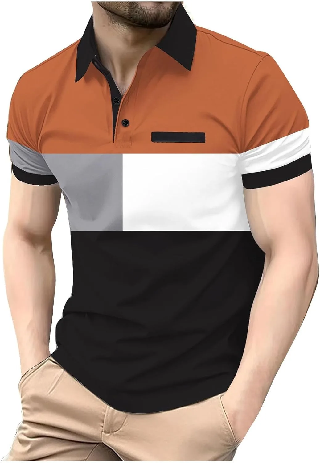 Поло для мужчин casual с цветными блоками, короткий рукав, влагоотводящее
Поло для мужчин casual с цветными блоками, короткий рукав, влагоотводящее