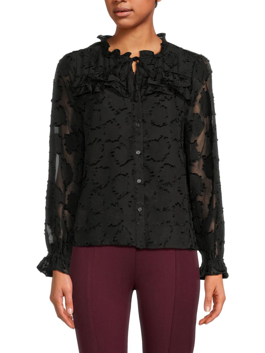 Блузка с текстурированными оборками Saks Fifth Avenue, черный
Блузка с текстурированными оборками Saks Fifth Avenue, черный