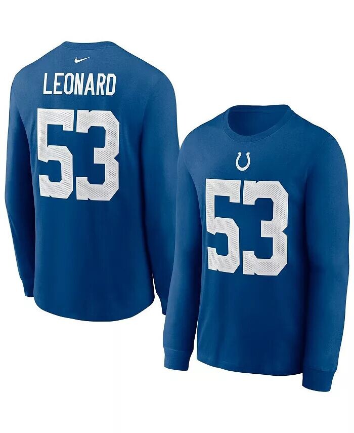 Мужская футболка с длинным рукавом Darius Leonard Royal Indianapolis Colts, имя и номер игрока Nike
Мужская футболка с длинным рукавом Darius Leonard Royal Indianapolis Colts, имя и номер игрока Nike