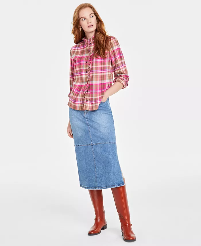 Женская праздничная фланелевая рубашка с рюшами на воротнике в клетку On 34th, розовый
Женская праздничная фланелевая рубашка с рюшами на воротнике в клетку On 34th, розовый