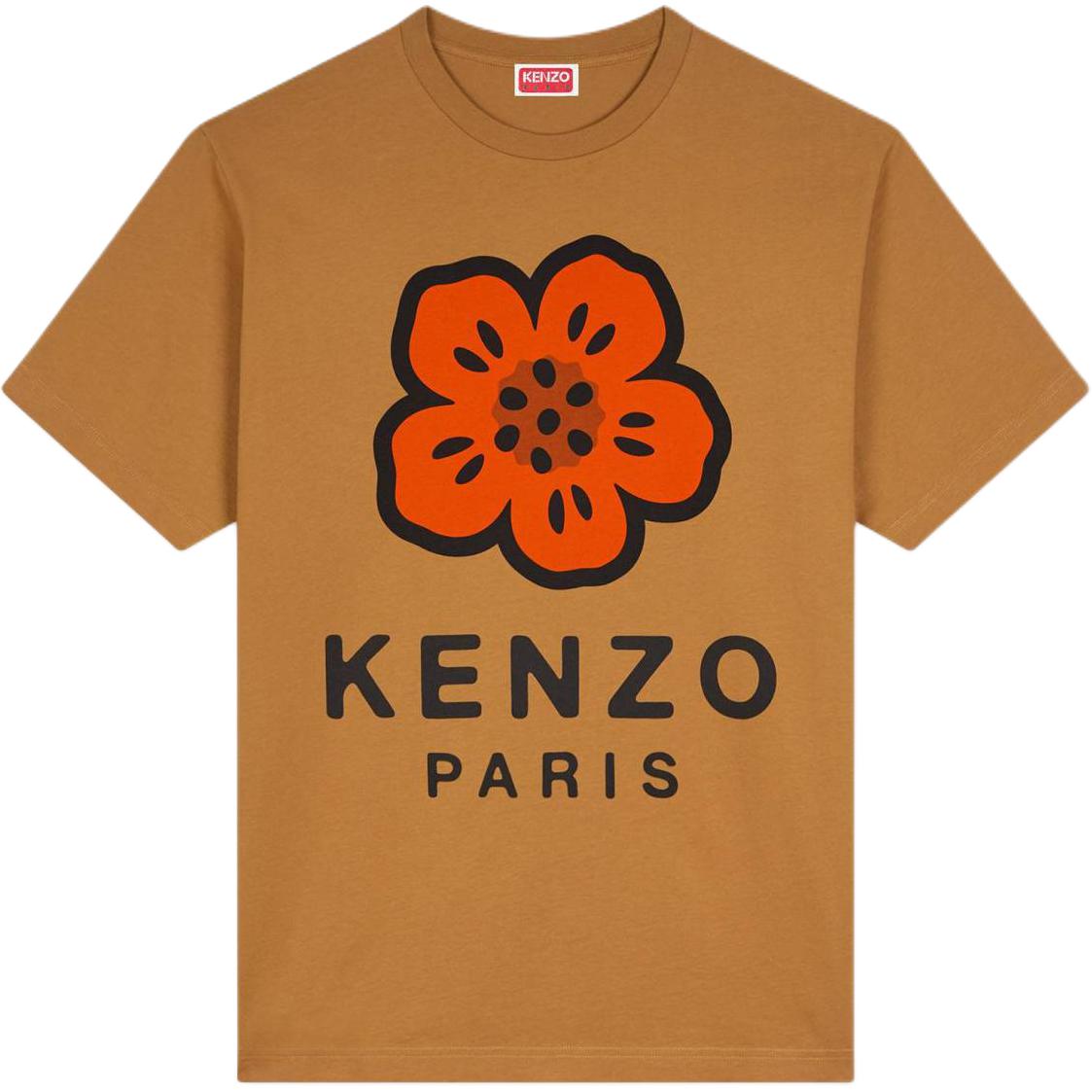 Футболка с принтом цветов Boke KENZO, верблюжий 
Футболка с принтом цветов Boke KENZO, верблюжий