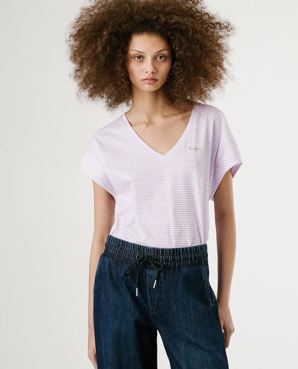 Женская блузка с V-образным вырезом и полосатым принтом Pepe Jeans, сиреневый
Женская блузка с V-образным вырезом и полосатым принтом Pepe Jeans, сиреневый