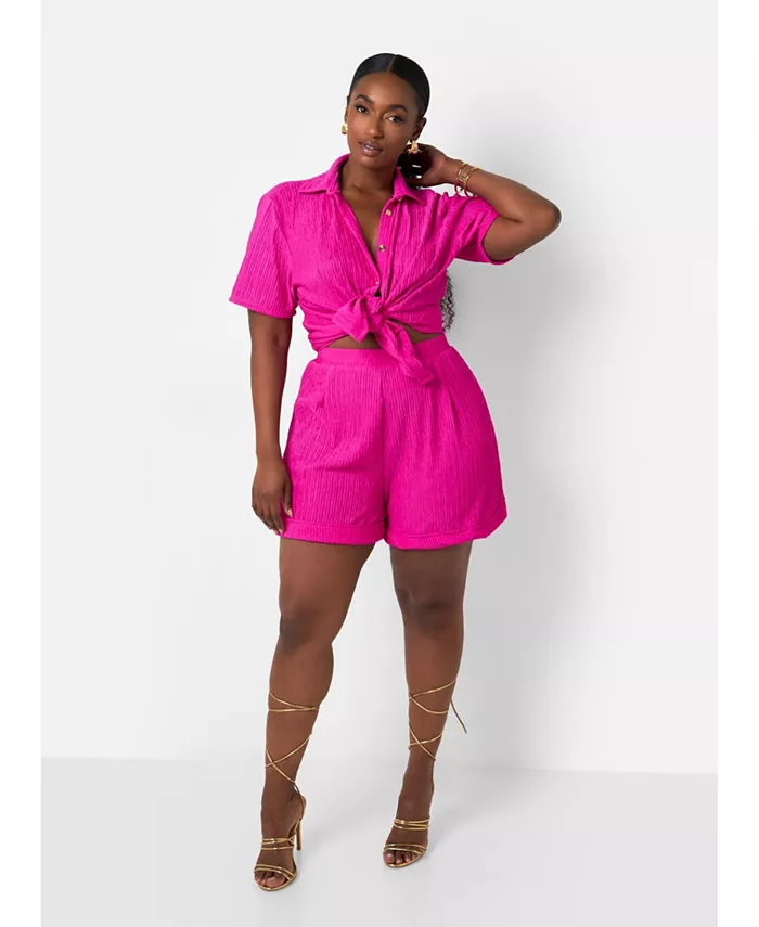 Текстурированные шорты цвета фуксии больших размеров с широкими штанинами Rebdolls, розовый
Текстурированные шорты цвета фуксии больших размеров с широкими штанинами Rebdolls, розовый