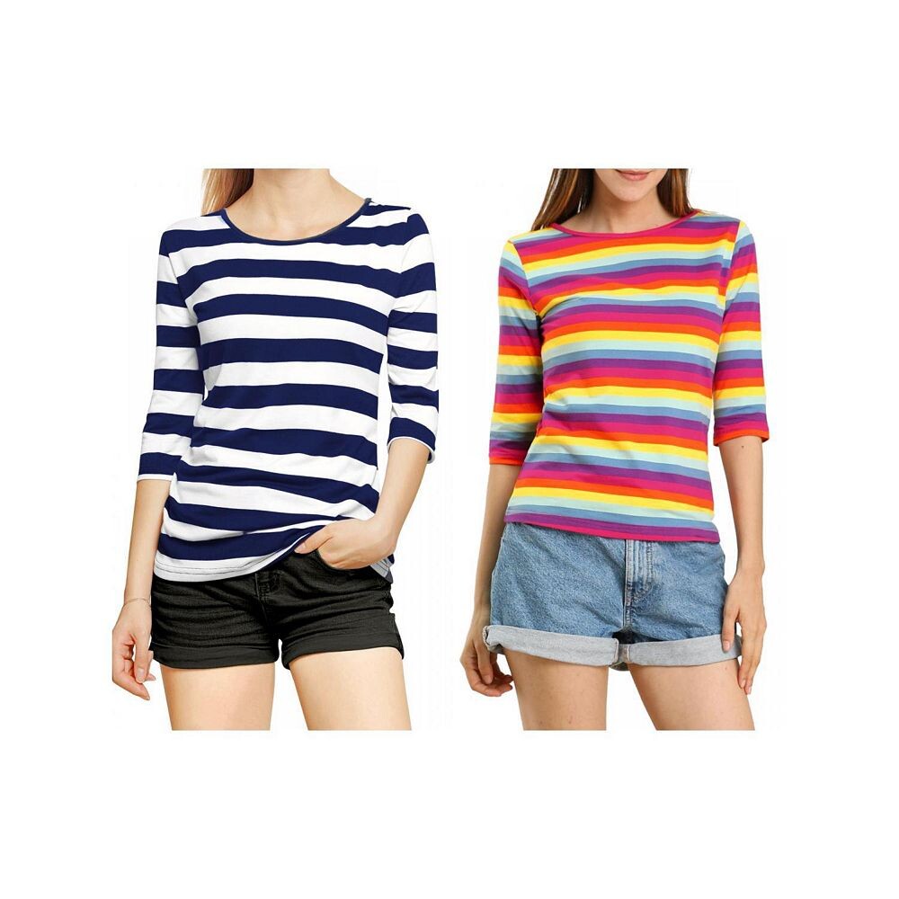 2 упаковки женских повседневных футболок с принтом и круглым вырезом с рукавами до локтя ALLEGRA K, цвет Blue And Multicolor
2 упаковки женских повседневных футболок с принтом и круглым вырезом с рукавами до локтя ALLEGRA K, цвет Blue And Multicolor