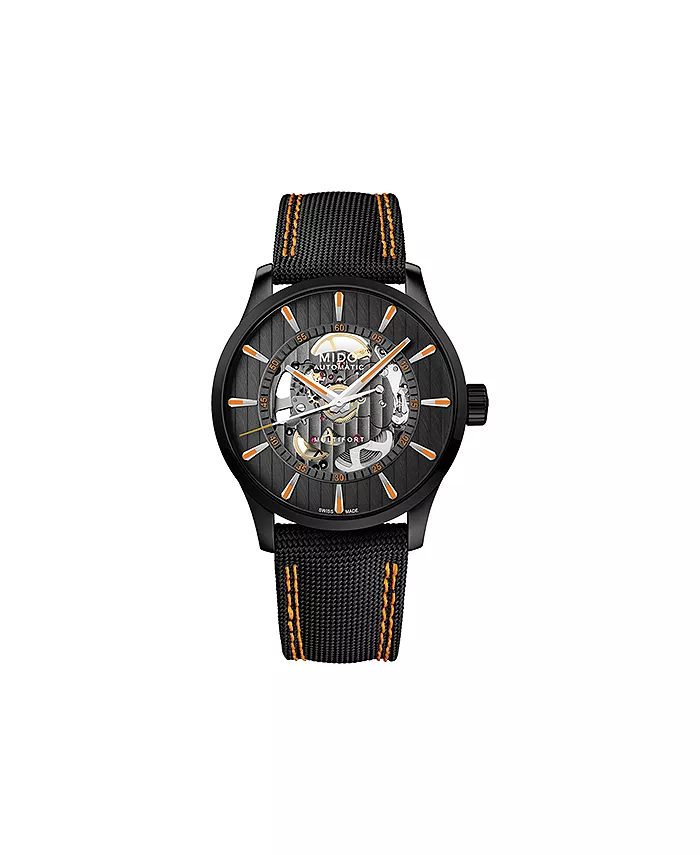 Мужские швейцарские автоматические часы Multifort Skeleton Vertigo с черно-оранжевым тканевым ремешком, 42 мм Mido
Мужские швейцарские автоматические часы Multifort Skeleton Vertigo с черно-оранжевым тканевым ремешком, 42 мм Mido