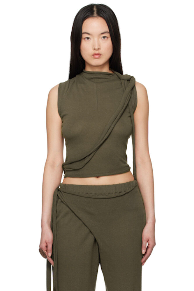 Льняная майка цвета хаки с деконструкцией Ottolinger
Льняная майка цвета хаки с деконструкцией Ottolinger