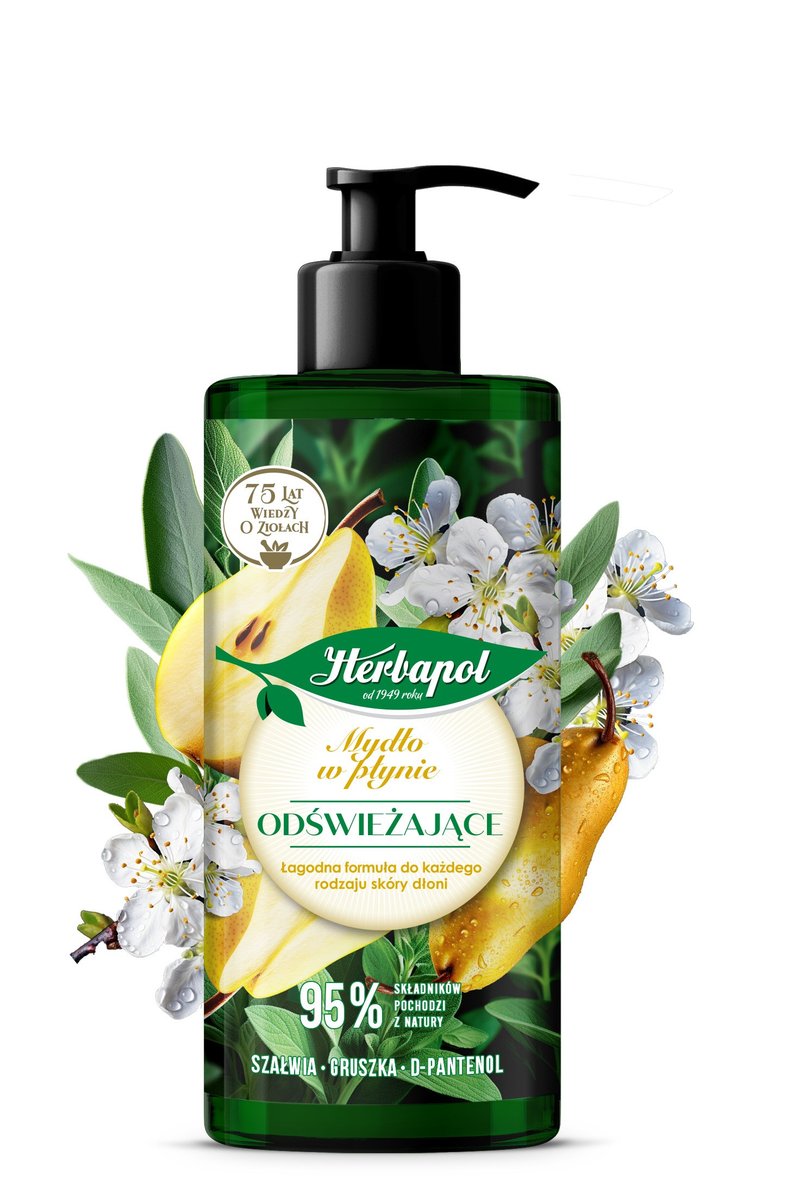 HERBAPOL Освежающее жидкое мыло Шалфей - Груша 390 мл
HERBAPOL Освежающее жидкое мыло Шалфей - Груша 390 мл