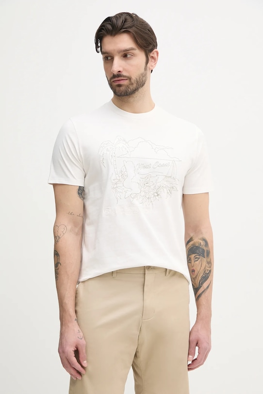 Хлопковая футболка Guess, бежевый
Хлопковая футболка Guess, бежевый