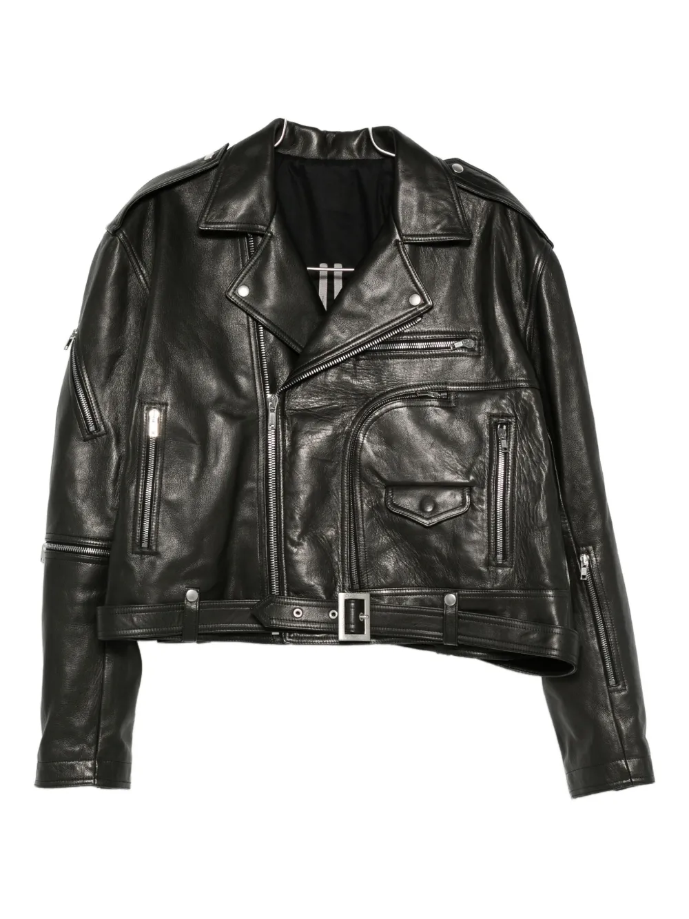 Кожаная куртка с поясом Rick Owens, черный
Кожаная куртка с поясом Rick Owens, черный