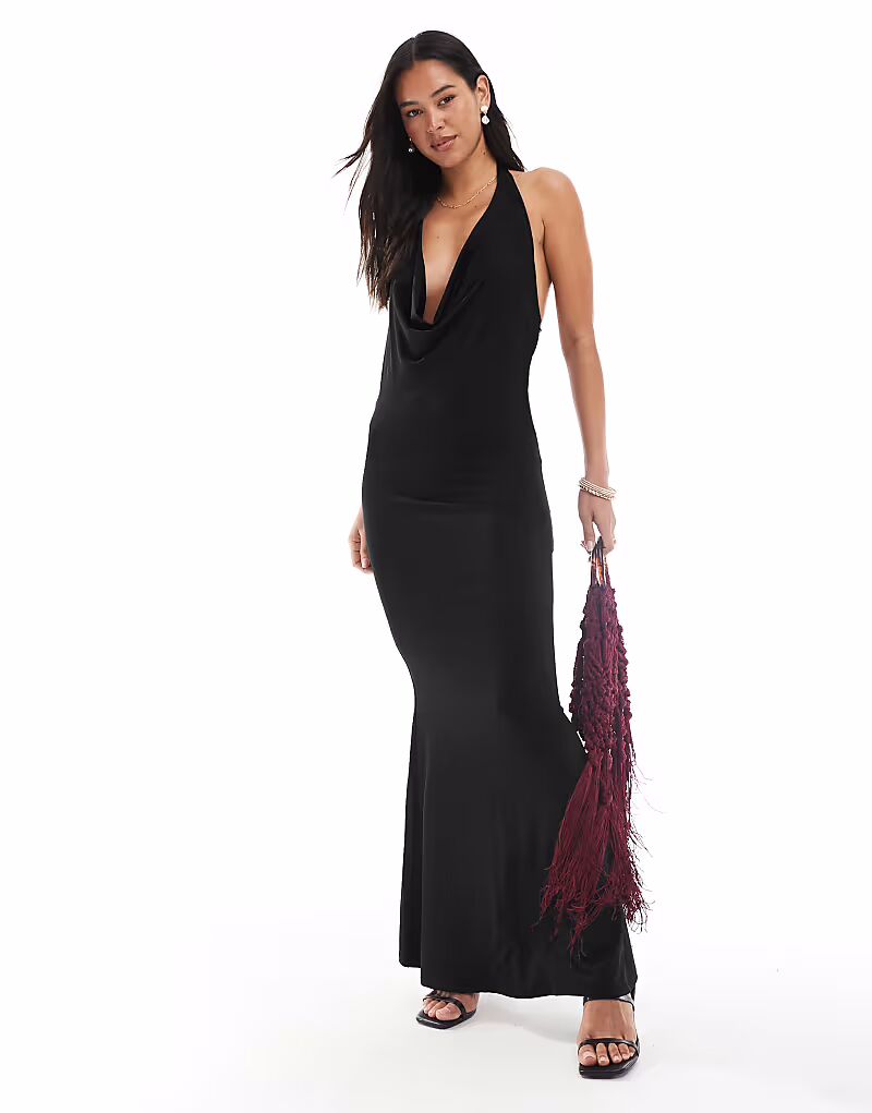 Платье макси с воротником-халтером New Look черного цвета
Платье макси с воротником-халтером New Look черного цвета