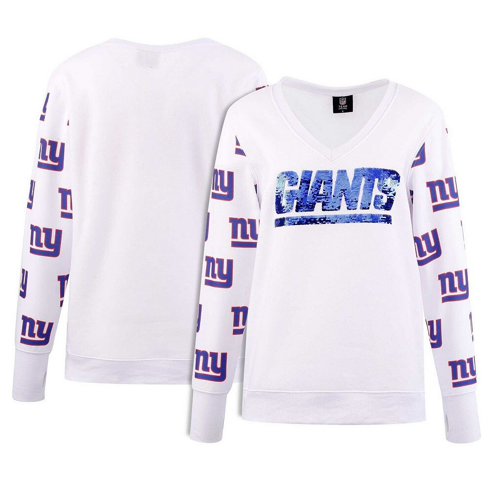 Женская белая флисовая футболка с v-образным вырезом и пайетками Cuce New York Giants, цвет Gia White
Женская белая флисовая футболка с v-образным вырезом и пайетками Cuce New York Giants, цвет Gia White