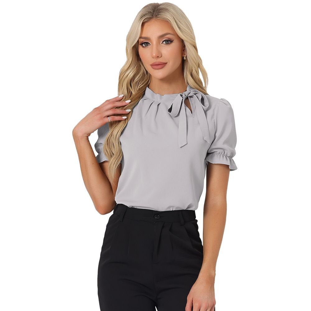 Женские топы с галстуком-бабочкой, элегантная офисная блузка с короткими рукавами ALLEGRA K, серый
Женские топы с галстуком-бабочкой, элегантная офисная блузка с короткими рукавами ALLEGRA K, серый