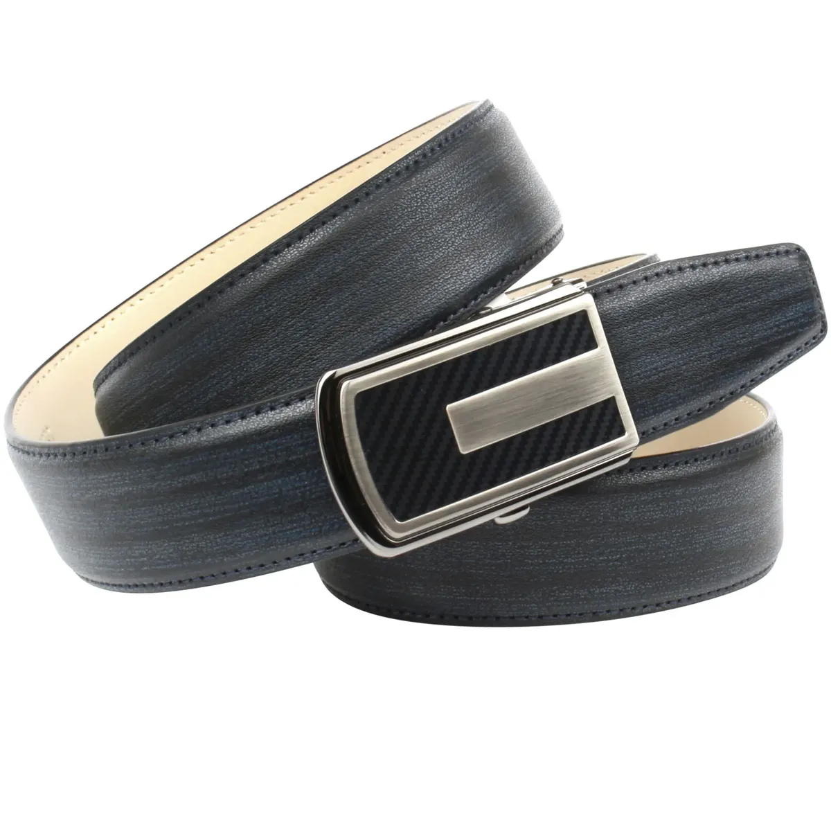 Кожаный ремень Anthoni Crown с двухцветной металлической застежкой, синий
Кожаный ремень Anthoni Crown с двухцветной металлической застежкой, синий