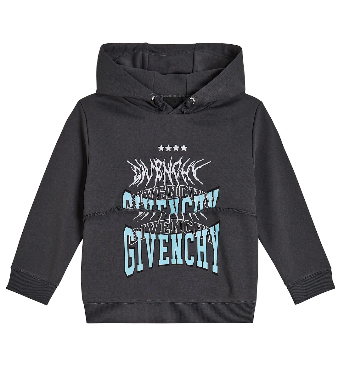 Худи из смесового хлопка с принтом Givenchy Kids, серый 
Худи из смесового хлопка с принтом Givenchy Kids, серый