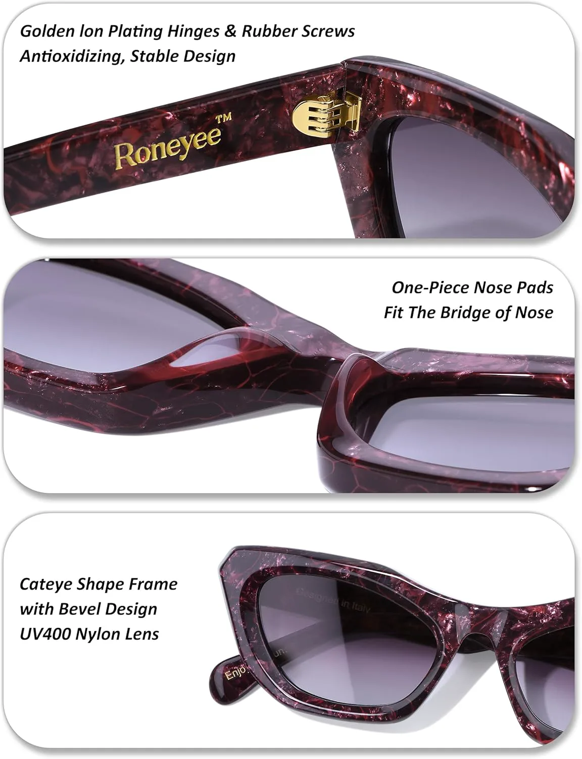 Неполяризованные солнцезащитные очки «кошачий глаз» небольшого размера, оправа 145 мм, защита от УФ-излучения, ударопрочные нейлоновые линзы Roneyee, Rosso Levanto
Неполяризованные солнцезащитные очки «кошачий глаз» небольшого размера, оправа 145 мм, защита от УФ-излучения, ударопрочные нейлоновые линзы Roneyee, Rosso Levanto