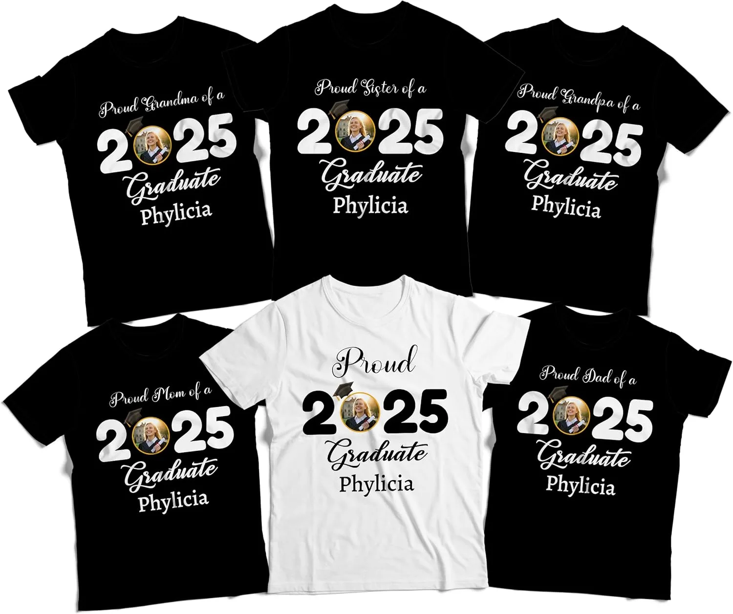 Персонализированная футболка для семьи выпускника, Proud Mom Dad of a Class of 2025 Graduate
Персонализированная футболка для семьи выпускника, Proud Mom Dad of a Class of 2025 Graduate