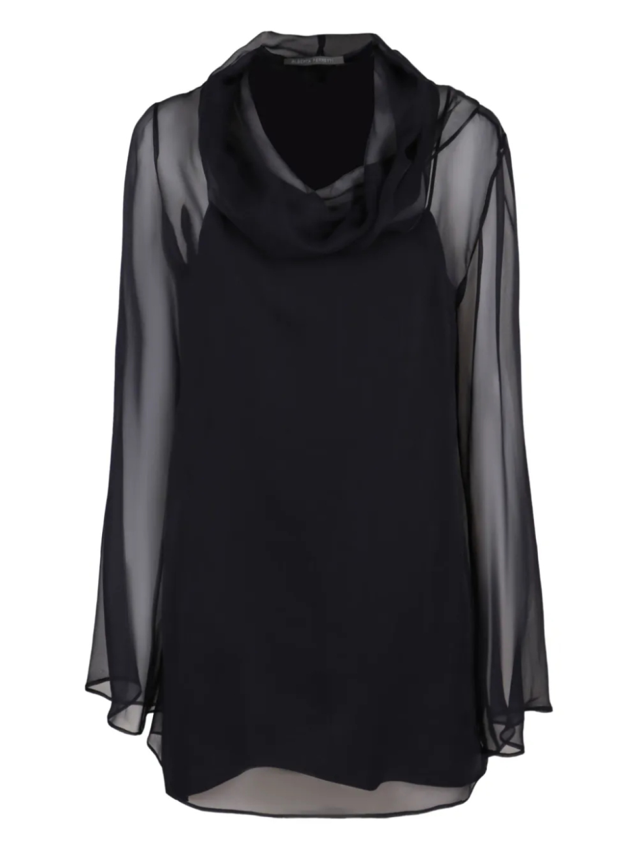 Прозрачная блузка с воротником-хомут Alberta Ferretti, черный
Прозрачная блузка с воротником-хомут Alberta Ferretti, черный