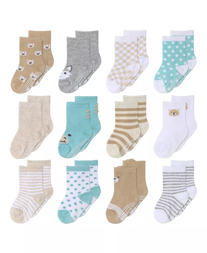 Детские хлопковые носки для мальчиков, 12 пар, серо-бежевые с мятным оттенком The Peanutshell
Детские хлопковые носки для мальчиков, 12 пар, серо-бежевые с мятным оттенком The Peanutshell