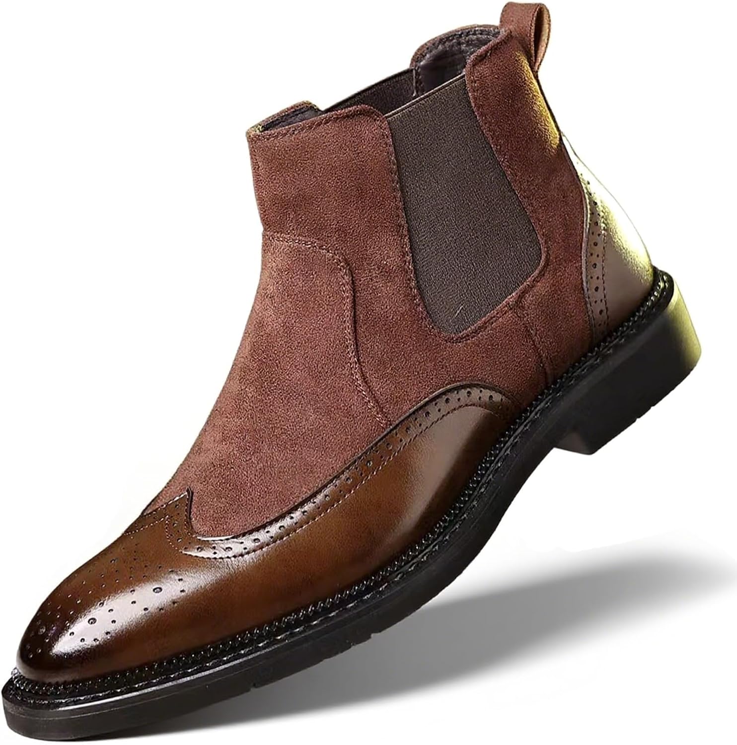 Мужские ботинки челси с крыльями Brogue, ретро, с заостренным носком, низким массивным каблуком, без шнурков, для работы и делового стиля, модные кожаные повседневные ботильоны Ghibhna, коричневый
Мужские ботинки челси с крыльями Brogue, ретро, с заостренным носком, низким массивным каблуком, без шнурков, для работы и делового стиля, модные кожаные повседневные ботильоны Ghibhna, коричневый