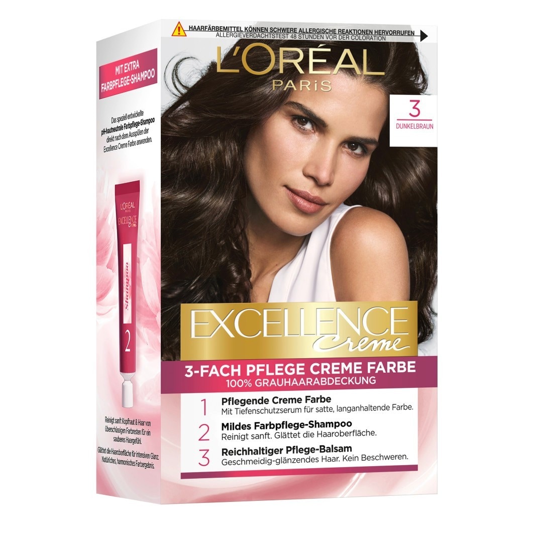 Краска для волос excellence crème Loreal Paris, nr. 3 - dunkelbraun, количество 1 шт.
Краска для волос excellence crème Loreal Paris, nr. 3 - dunkelbraun, количество 1 шт.