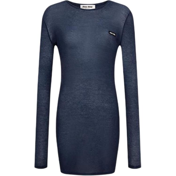 Платье с длинными рукавами женское синее Miu Miu 
Платье с длинными рукавами женское синее Miu Miu