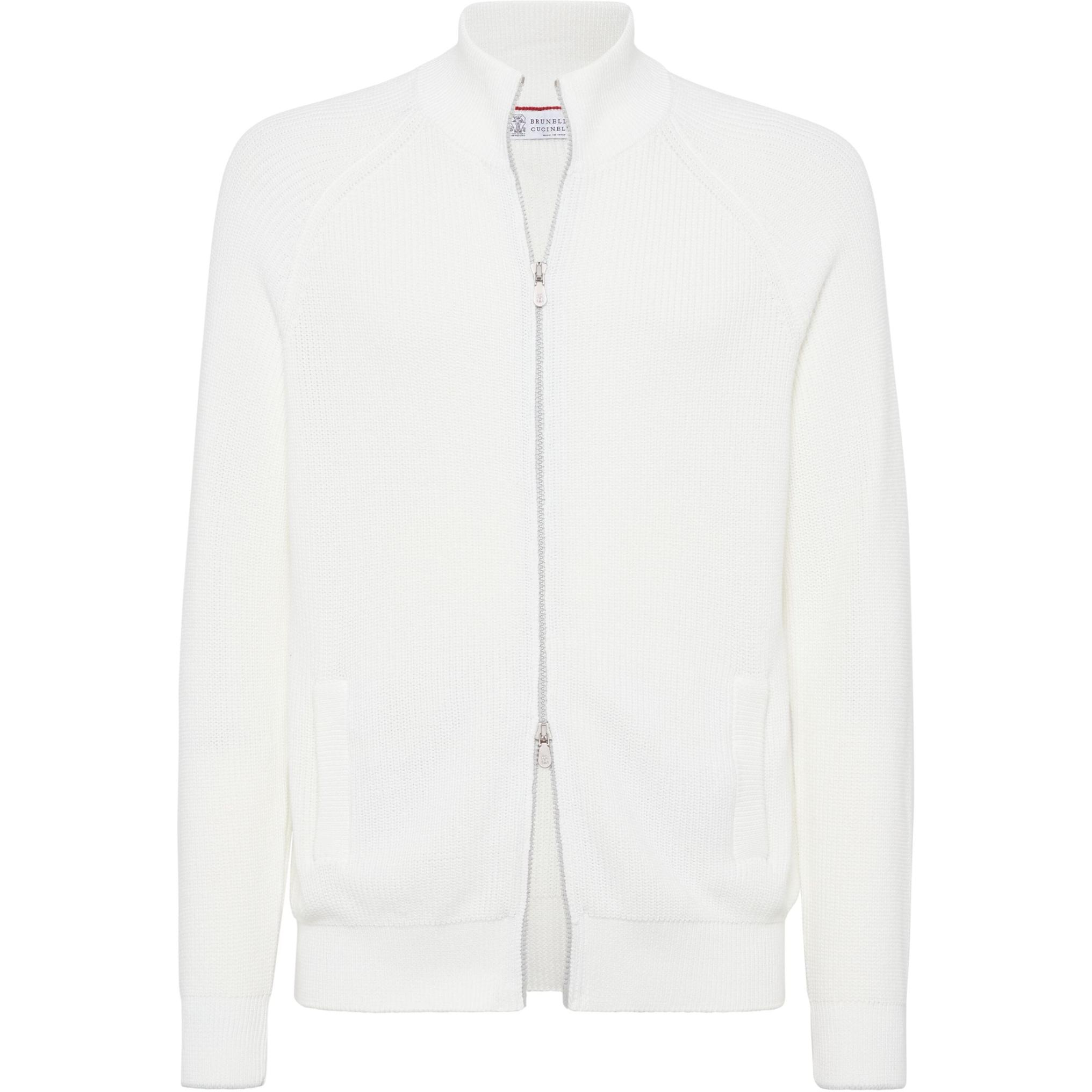 Высокий воротник Вязаная Кардиган на Молнии Brunello Cucinelli, Белый
Высокий воротник Вязаная Кардиган на Молнии Brunello Cucinelli, Белый
