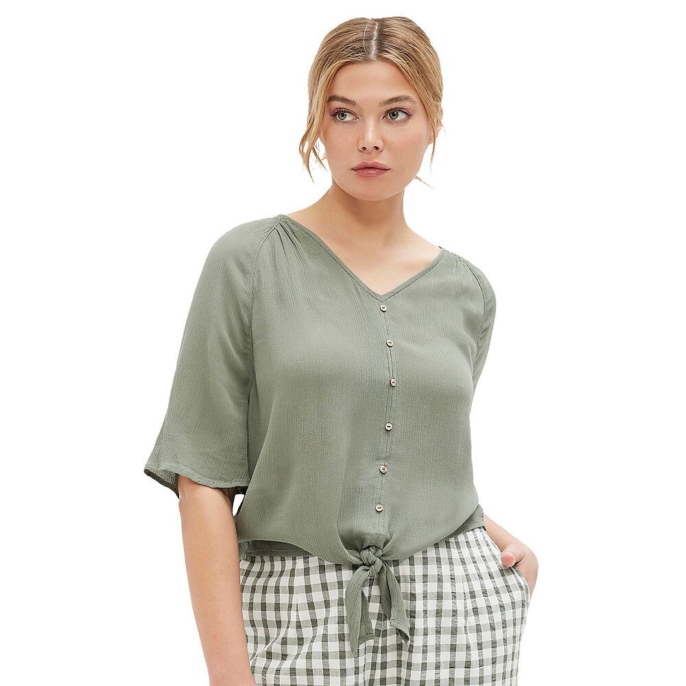 Ellos Женская блузка больших размеров с v-образным вырезом и завязкой спереди, цвет Desert Green
Ellos Женская блузка больших размеров с v-образным вырезом и завязкой спереди, цвет Desert Green