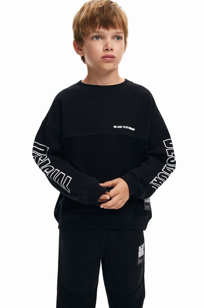 Хлопковая толстовка Desigual для мальчиков и девочек, черный 
Хлопковая толстовка Desigual для мальчиков и девочек, черный