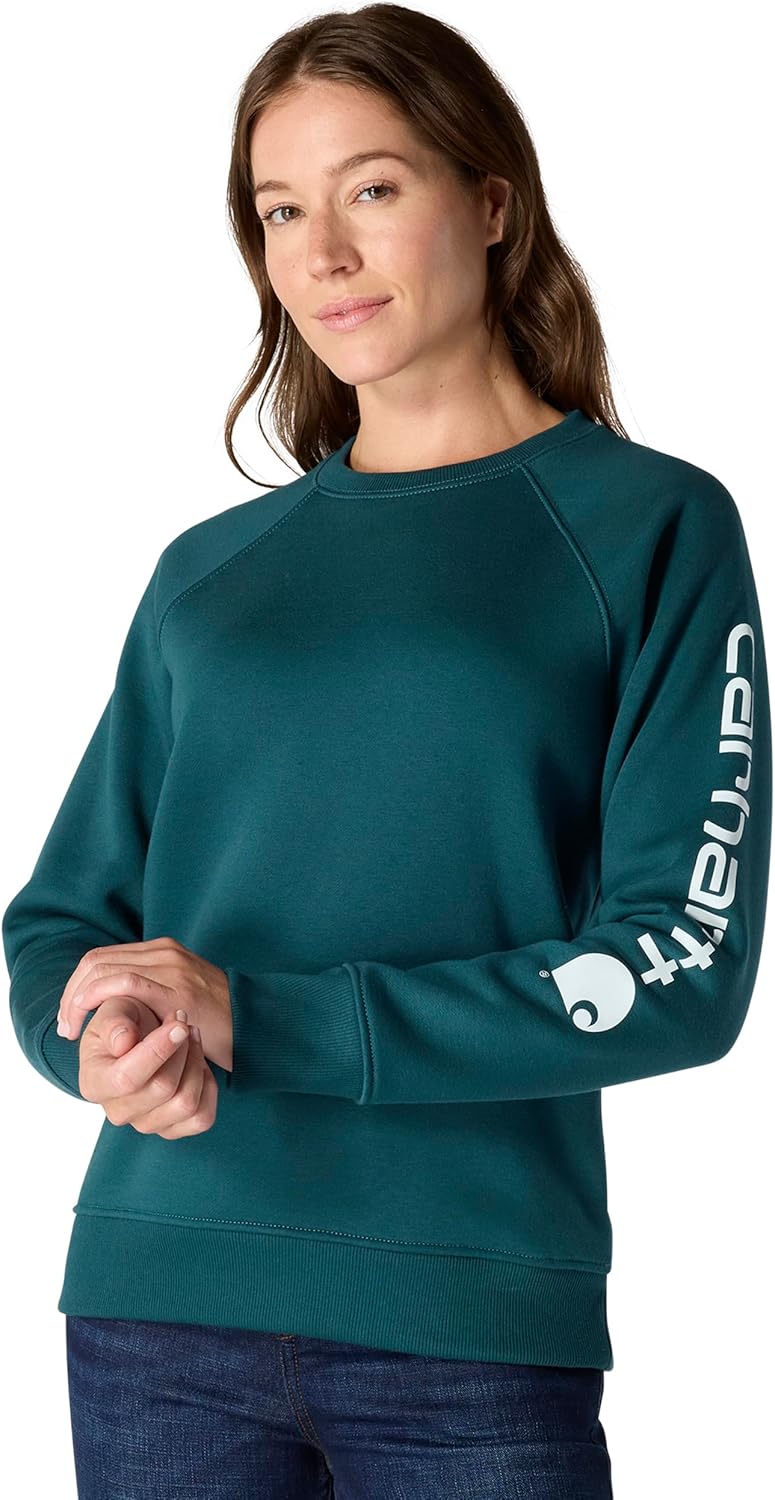 Carhartt Women's Relaxed Fit Midweight Graphic Crewneck Sweatshirt, Greenstone
Carhartt Women's Relaxed Fit Midweight Graphic Crewneck Sweatshirt, Greenstone