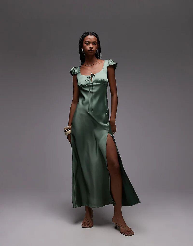 Зеленое атласное платье макси с круглым вырезом и рукавами-крылышками от ASOS DESIGN
Зеленое атласное платье макси с круглым вырезом и рукавами-крылышками от ASOS DESIGN